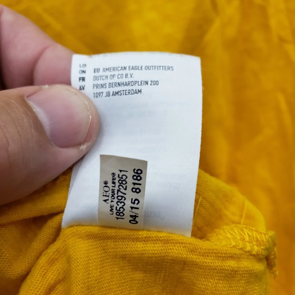 American Eagle Men's Legend Tee Shirt Bird Logo Yellow Minimalist Casual Basic L